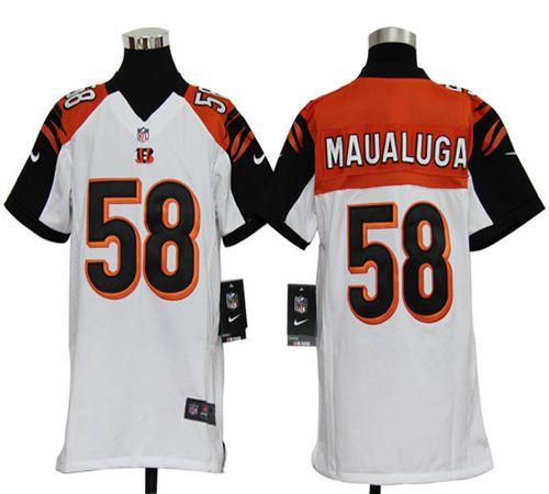 Youth Nike NFL Cincinatti Bengals 58 Southern California Rey Maualuga White Jerseys